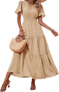 Women's Sage Boho Floral Smocked Waist Maxi Dress - Flowy Fit