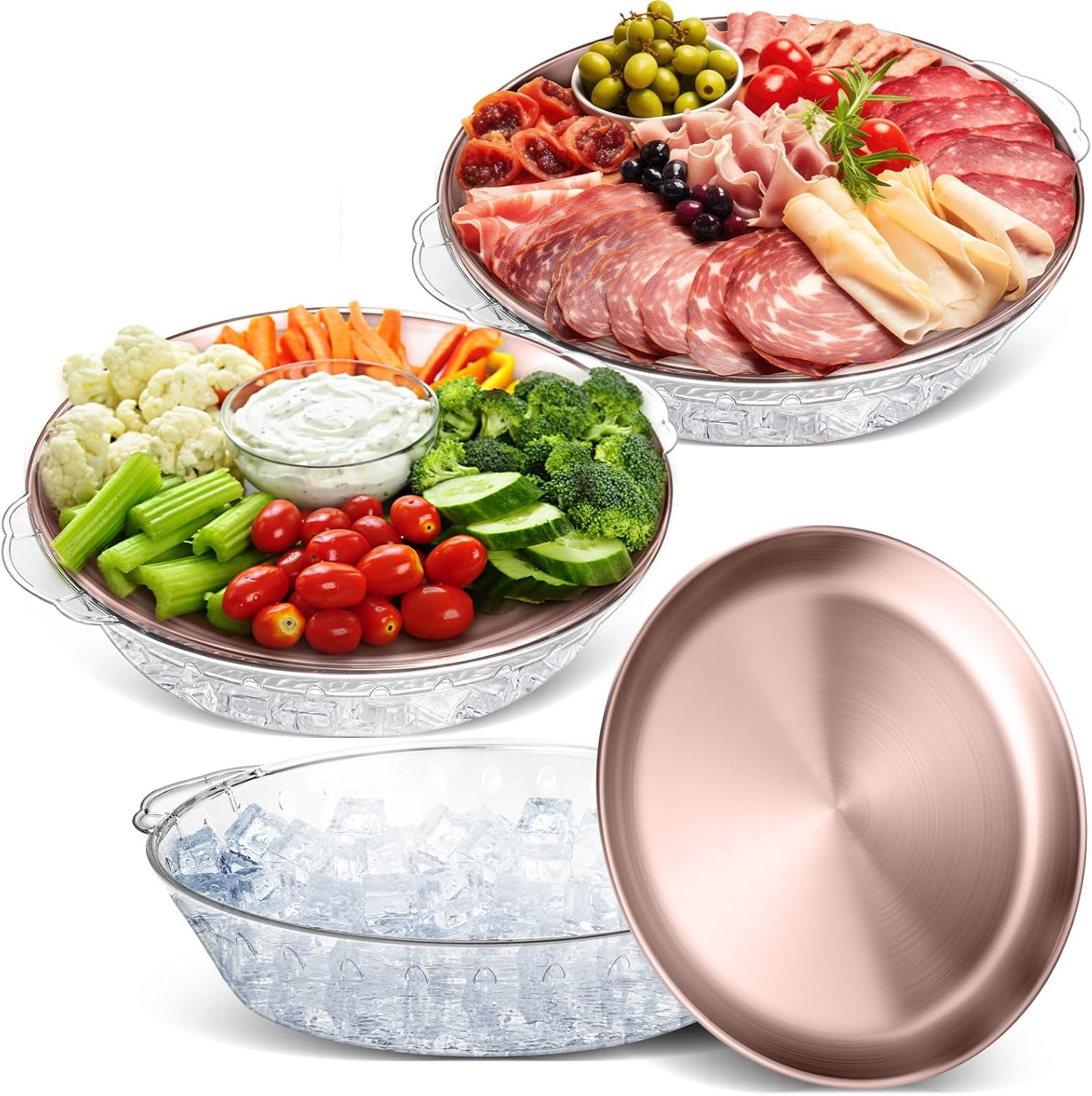 Chilled Serving Tray Set for Parties with Compartments - 11.8in