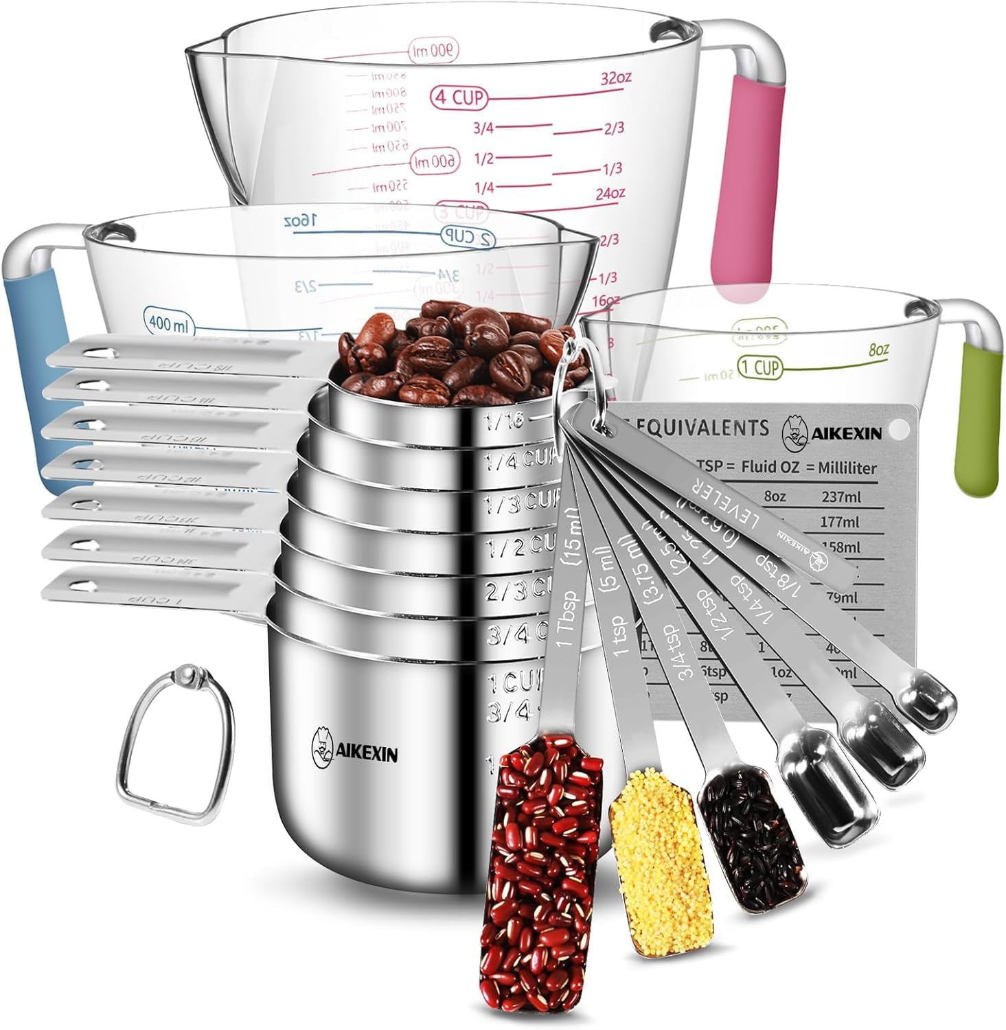 Measuring Cups and Spoons Set of 20 for Cooking and Baking