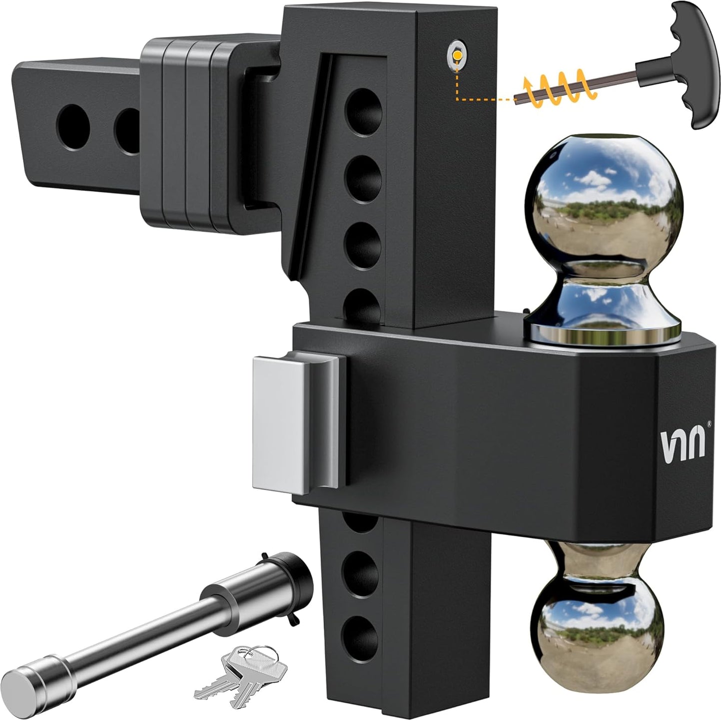 VNN Adjustable Drop Hitch for 2-Inch Receiver, 8 Inch Drop