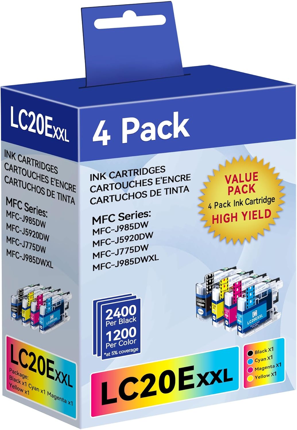 LC20E XXL Super-High-Yield Ink Cartridges for Brother Printers