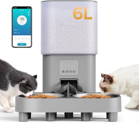 Grandtail WiFi Automatic Pet Feeder: 6L Capacity, Dual Power, 1-10 Meals, 10s Meal Call