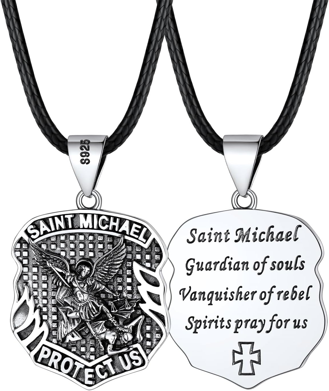Saint Michael Necklace in Stainless Steel and Gold Plated Design