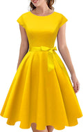 PUKAVT Women's 1950 Boatneck Cap Sleeve Vintage Swing (Style TQ44)