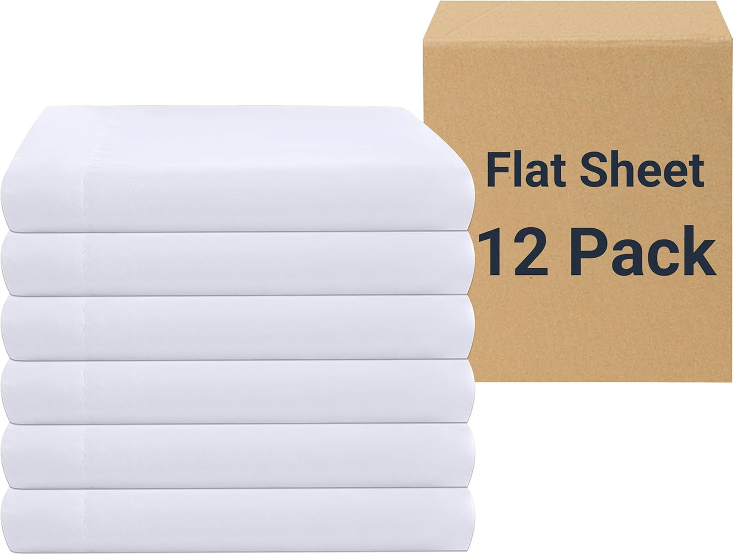 ZPECC Twin Size Flat Sheets 12 Pack for Hotels and Rentals