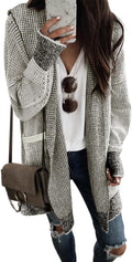 Sidefeel Womens Oversized Hooded Open Front Chunky Knit Cardigan