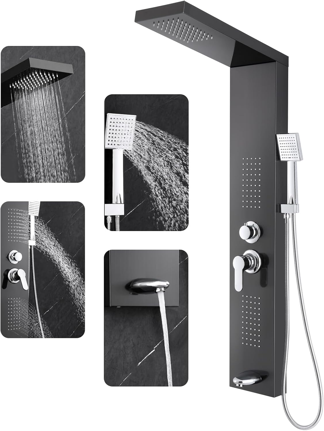 ROVOGO Shower Panel Tower System with Rainfall and Body Jets