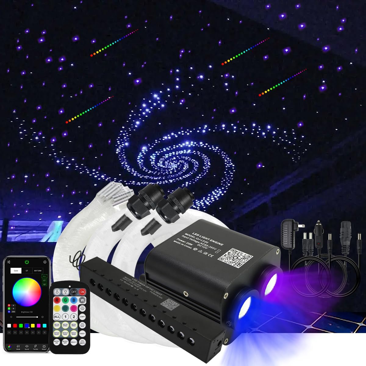 AKEPO 20W RGBW Twinkle Dual-Head Fiber Optic Star Lights