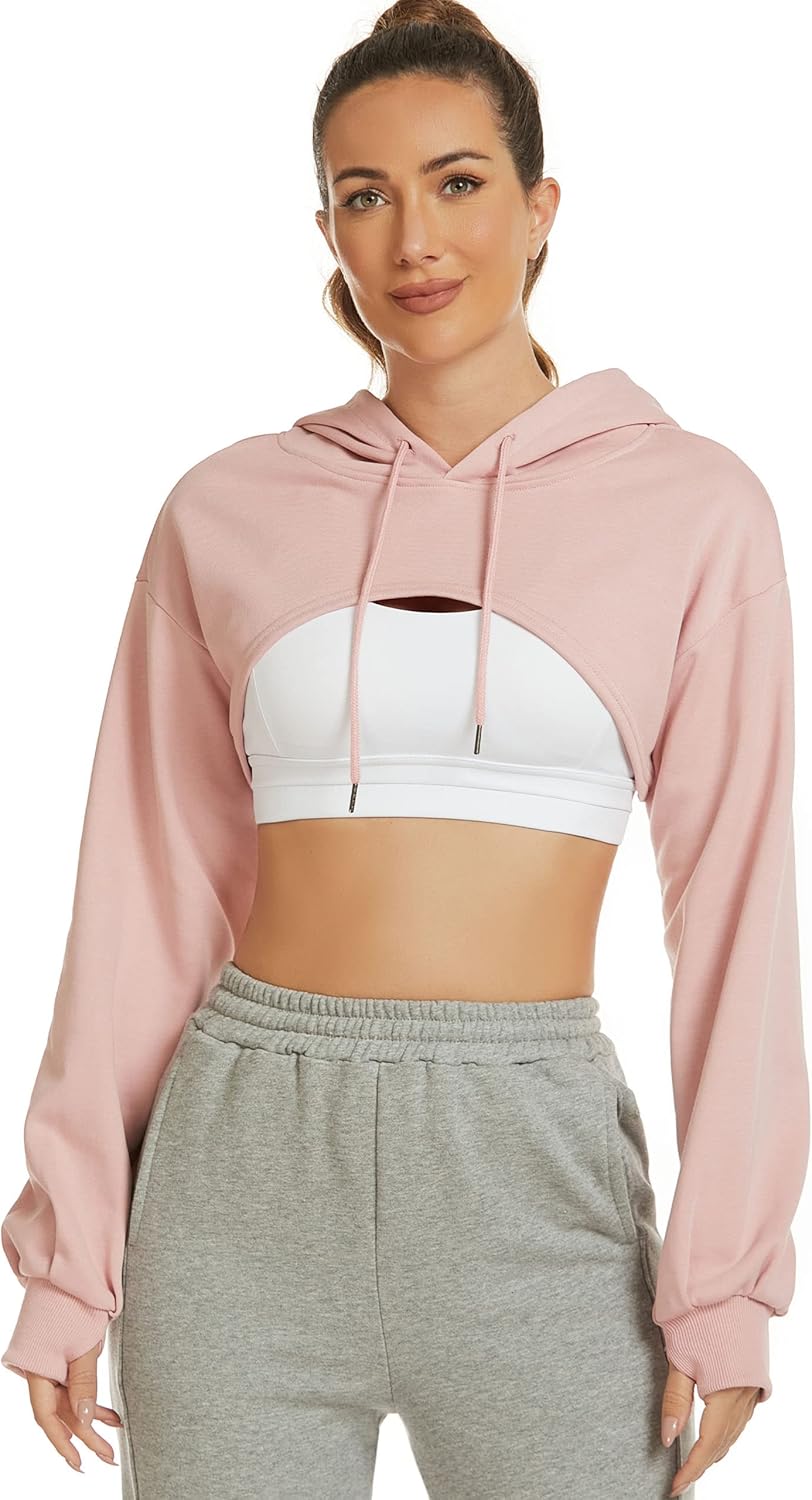 Flygo Women's Cut Out Cropped Hoodie - Active Comfort