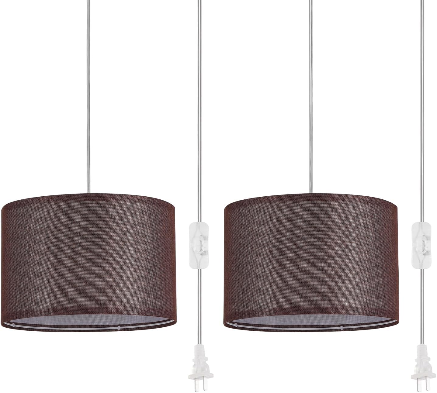 2 Pack Plug in Pendant Light with 15Ft Cord for Home Decor
