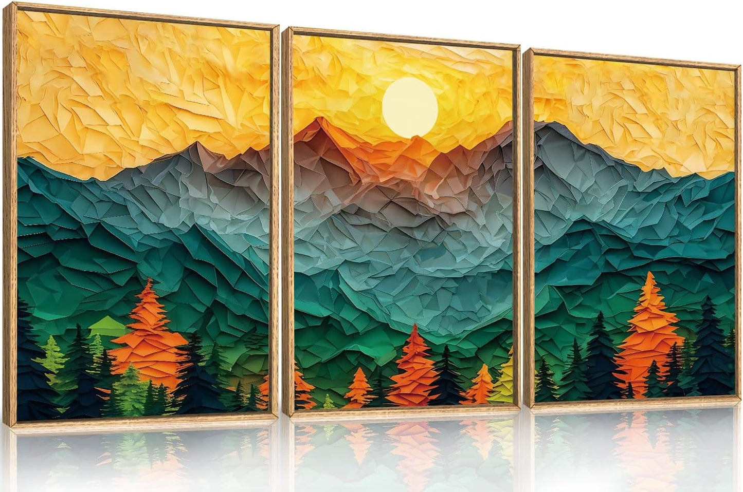 Abstract Mountain Framed Canvas Wall Art Set for Home Decor
