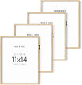 Beige Oak Wood 11x14 Picture Frame Set of 4 - Natural Finish