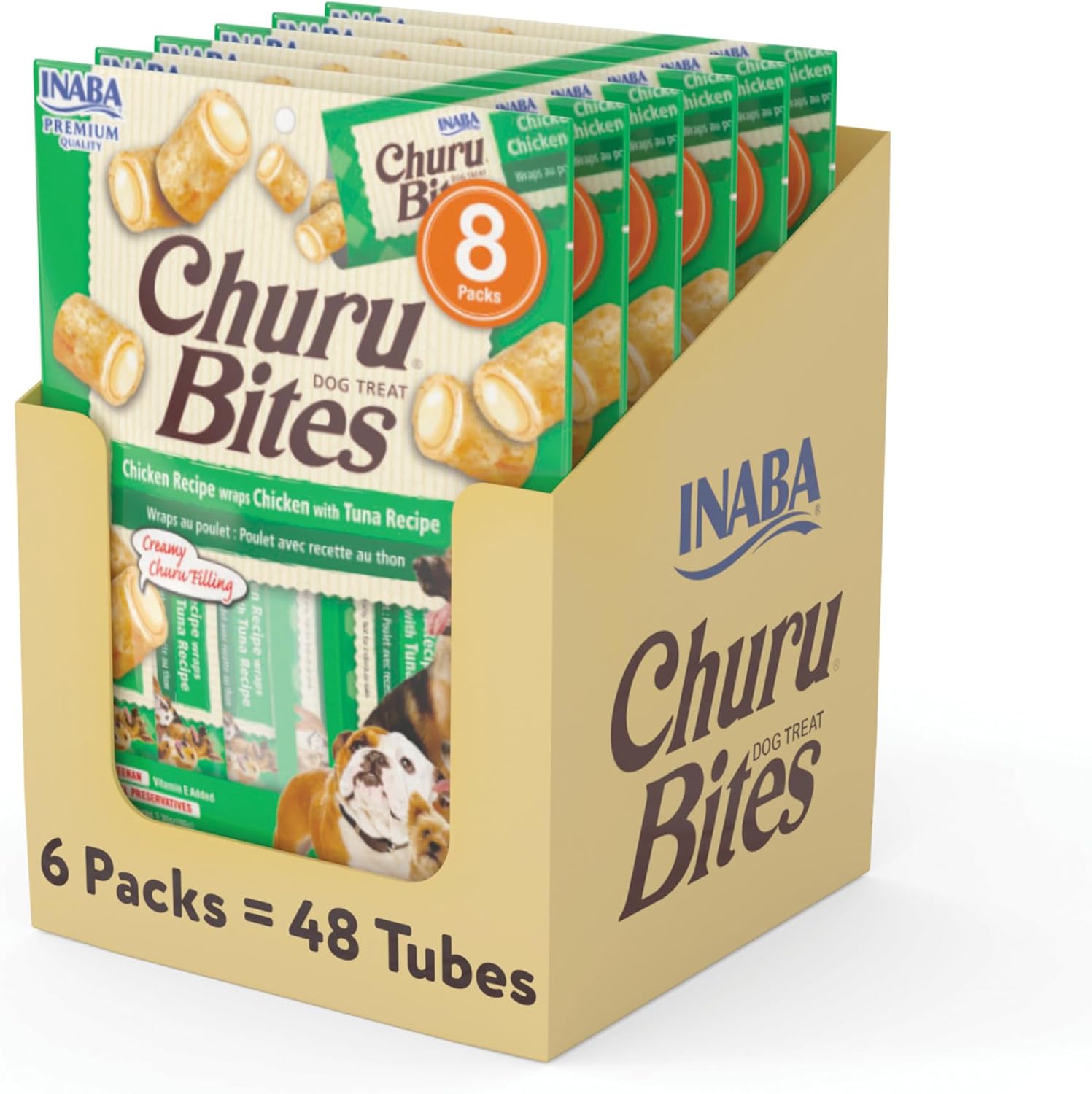 INABA Churu Bites for Dogs - Grain-Free Chewy Chicken Treats