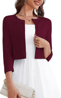OmicGot Women's 3/4 Sleeve Cropped Bolero Shrug Cardigan - Versatile