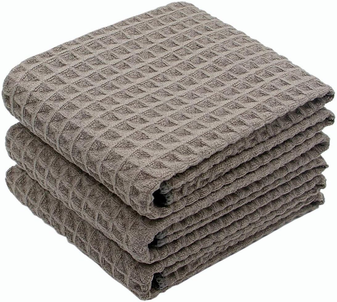VeraSong Gray Waffle Microfiber Towel Set