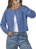 Womens Cropped Cardigan Sweater - Lightweight Cotton Knit Crop