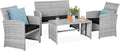 Outdoor Wicker Patio Conversation Furniture Set - Modular 4-Piece