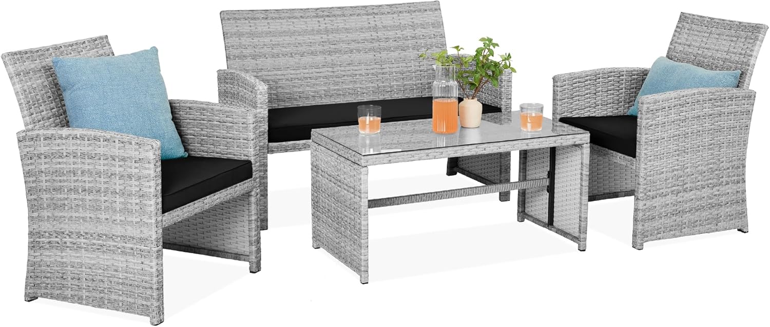 Best Choice Products 4-Piece Outdoor Wicker Patio Set for Comfort