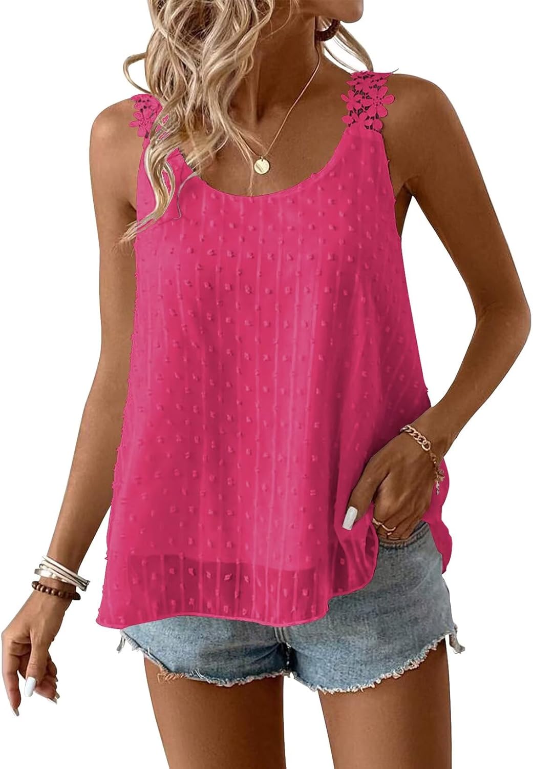 Womens Tank Tops Flowy Sleeveless Summer Boho Casual Style