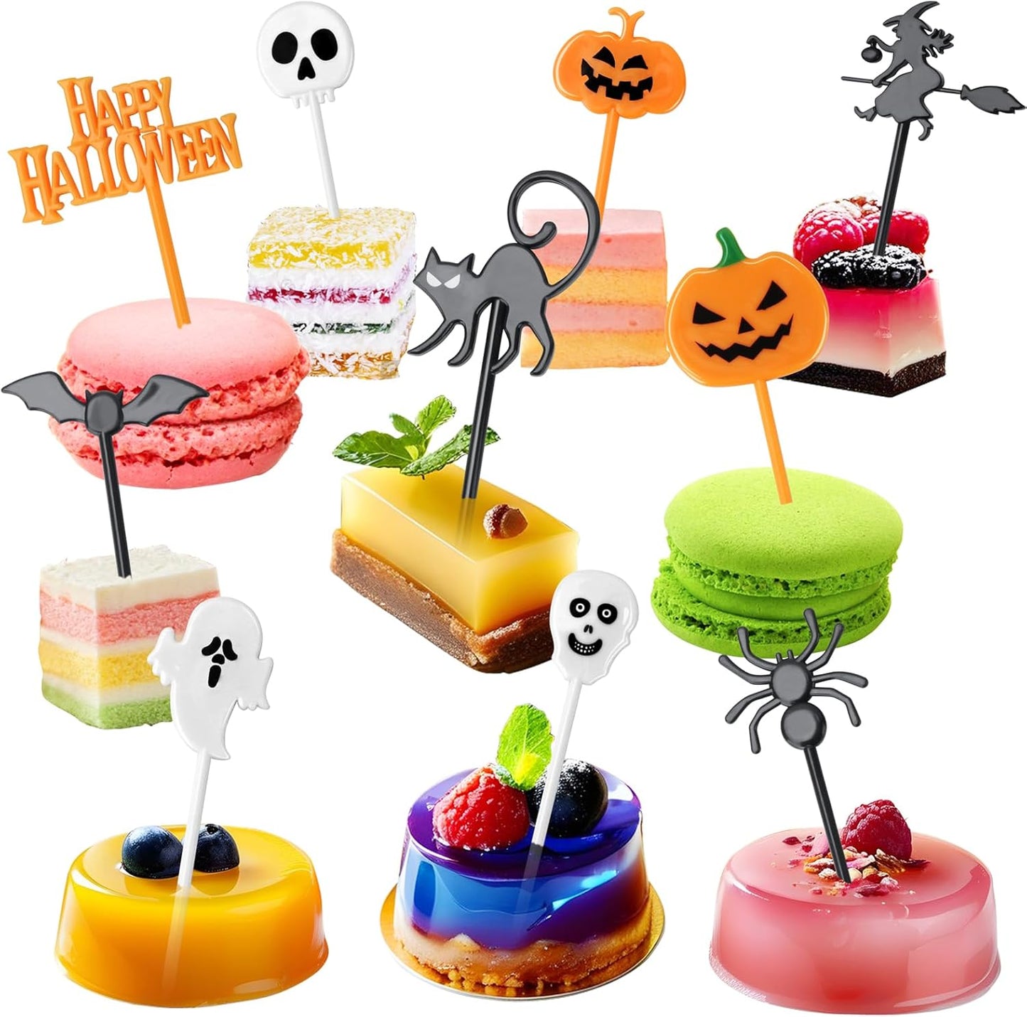 50 Halloween Theme Toothpicks - Spooky Cupcake Toppers!
