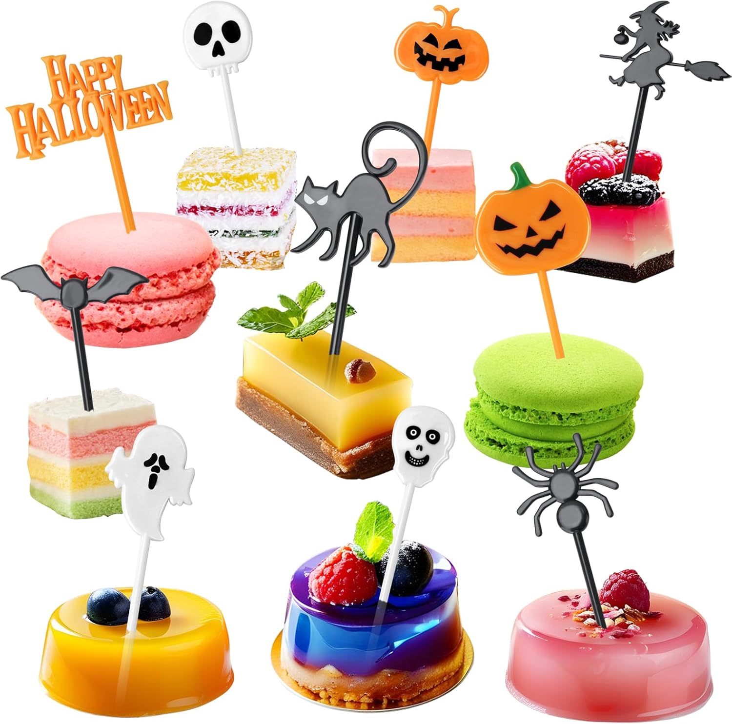 50 Halloween Theme Toothpicks - Spooky Cupcake Toppers!