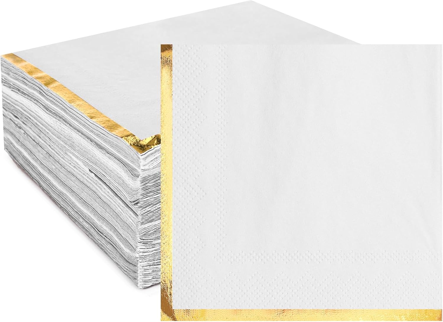 Gold Foil Trim Cocktail Napkins - 100 Pack