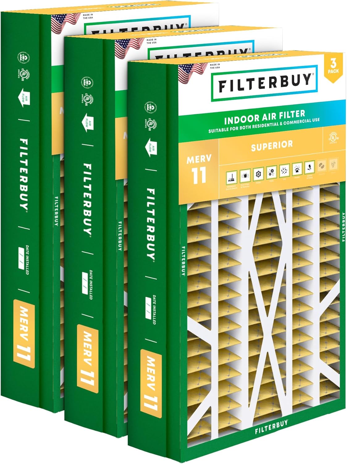 Filterbuy 14.5x27x5 Air Filter MERV 11 for Allergen Defense