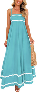 Women's Summer Flowy Maxi Dress with Ruffles and Pockets - Casual