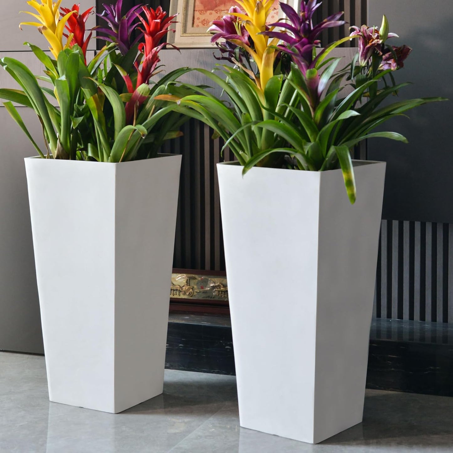 27 Tall Planters Set of 2 Black Outdoor Planter for Style