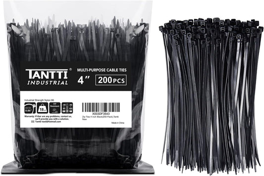Ultra Strong 4 Zip Ties (200-Pack) - Secure Organization - TANTTI