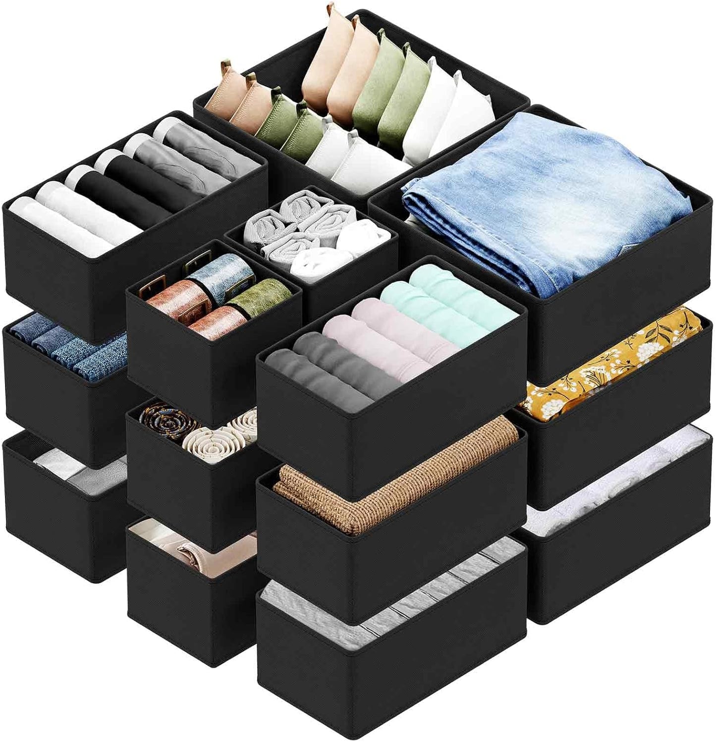 SpaceAid Drawer Organizer for Clothes - 18 Pack Storage Bins