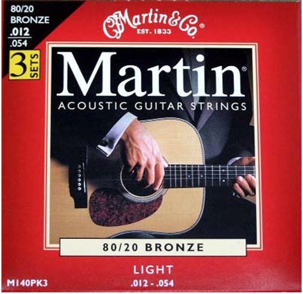 Martin M140 Light 3 Pack Guitar Strings for Crisp Tone