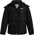 Boys Quilted Puffer Jacket with Sherpa Hood - Warm Insulated Coat
