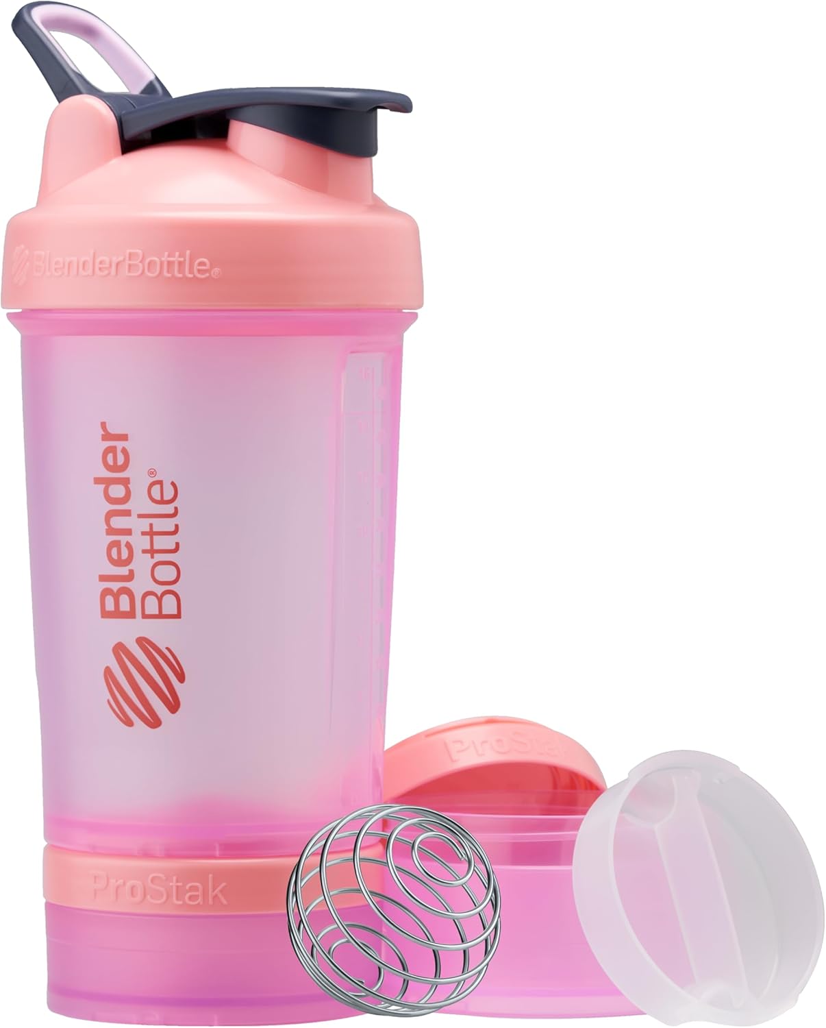 Pink Blender Bottle with Pill Organizer, 22oz