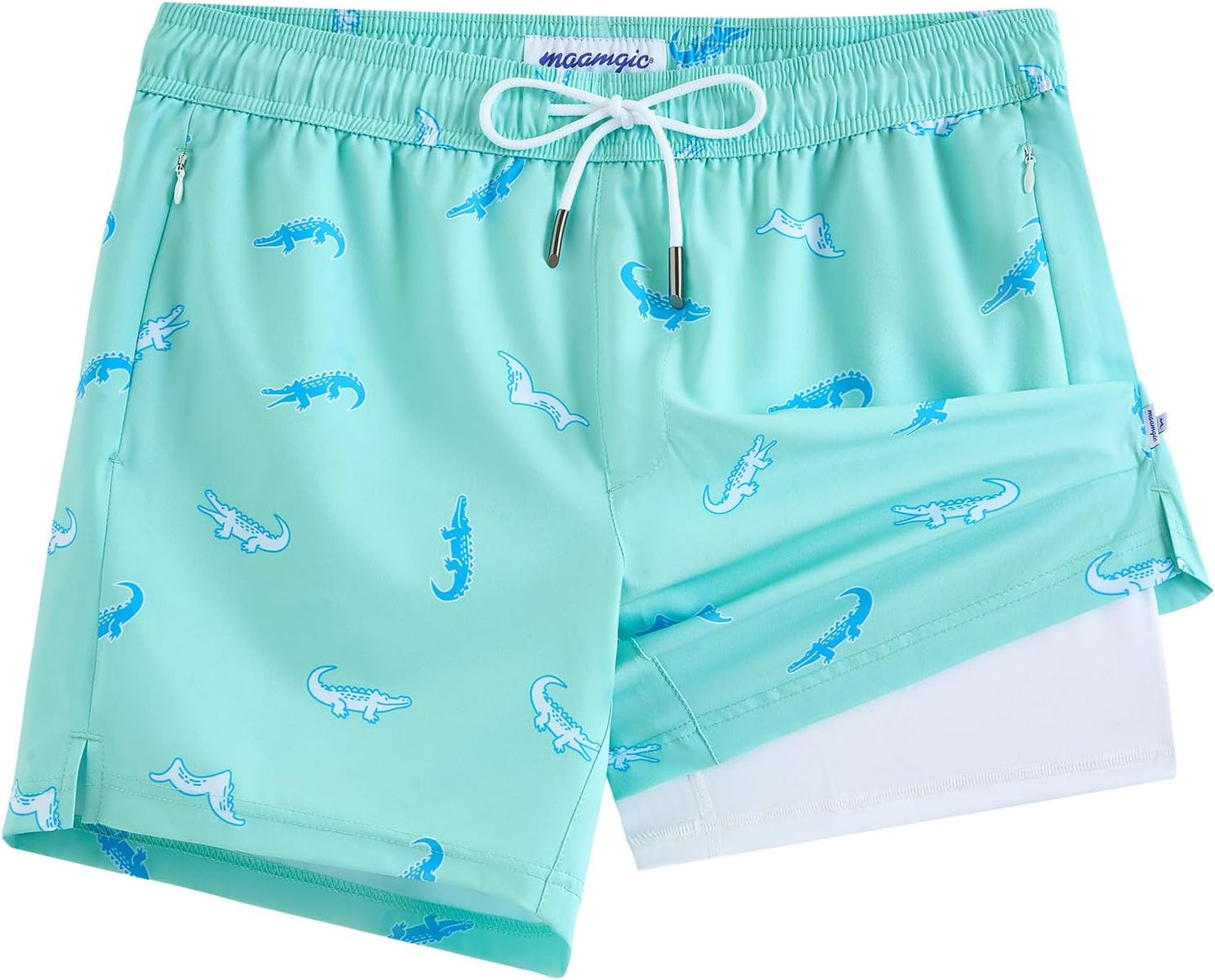 maamgic Mens Swim Trunks with Compression Liner for Comfort