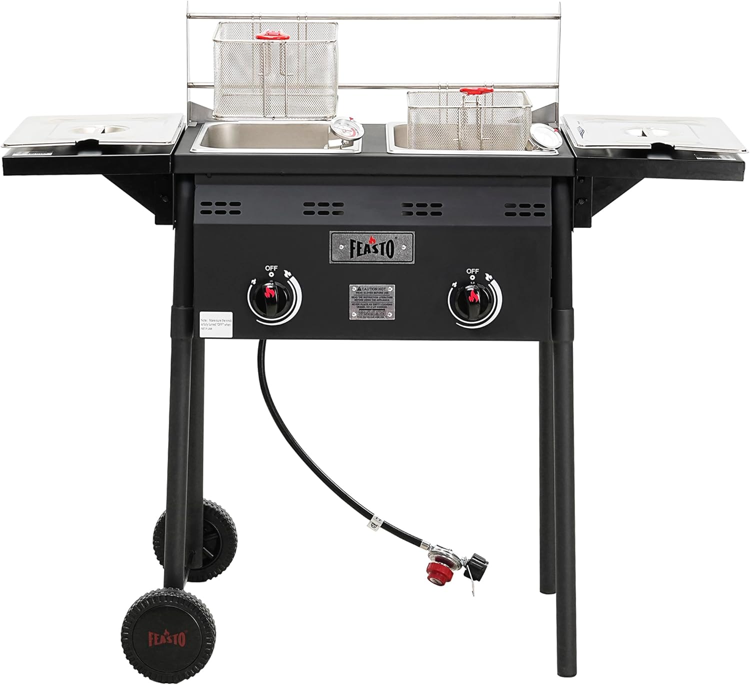 Outdoor Propane Deep Fryer with Dual Tanks and Thermometers