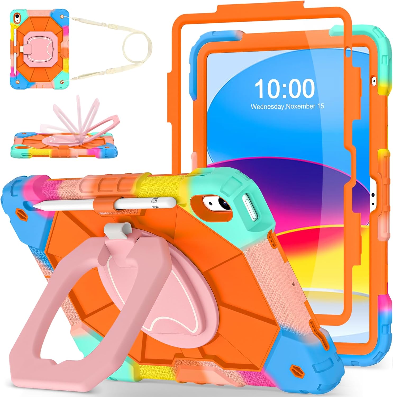 WESOROL iPad Case 10th Gen with Rotating Stand and Pencil Holder