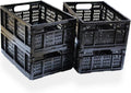 4-Pack Plastic Storage Crates 20L Foldable Baskets - Collapsible