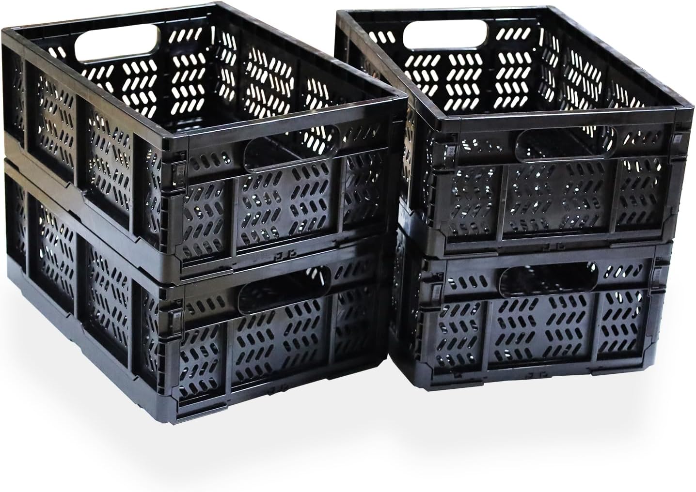 4-Pack Plastic Storage Crates for Home and Office Organization
