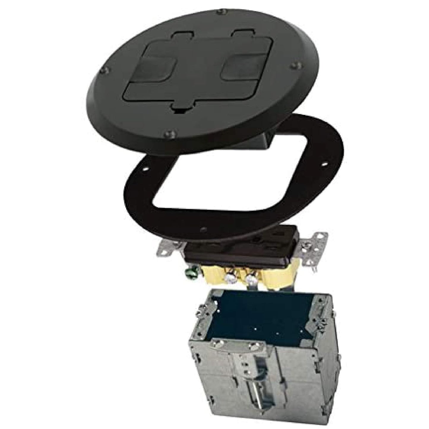 RACO 6239BK Floor Kit with Recessed Duplex 15A TR Device