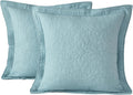 100% Cotton Quilted Euro Sham Covers 26in x 26in - Soft Baby Blue