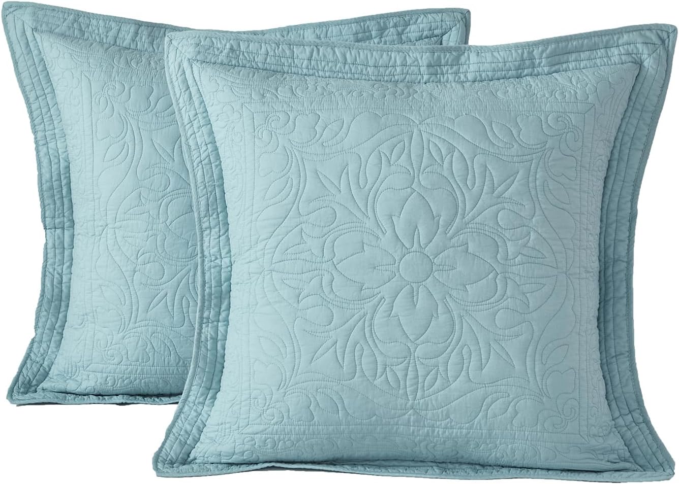 WINLIFE 100% Cotton Quilted Euro Sham Covers for Cozy Comfort