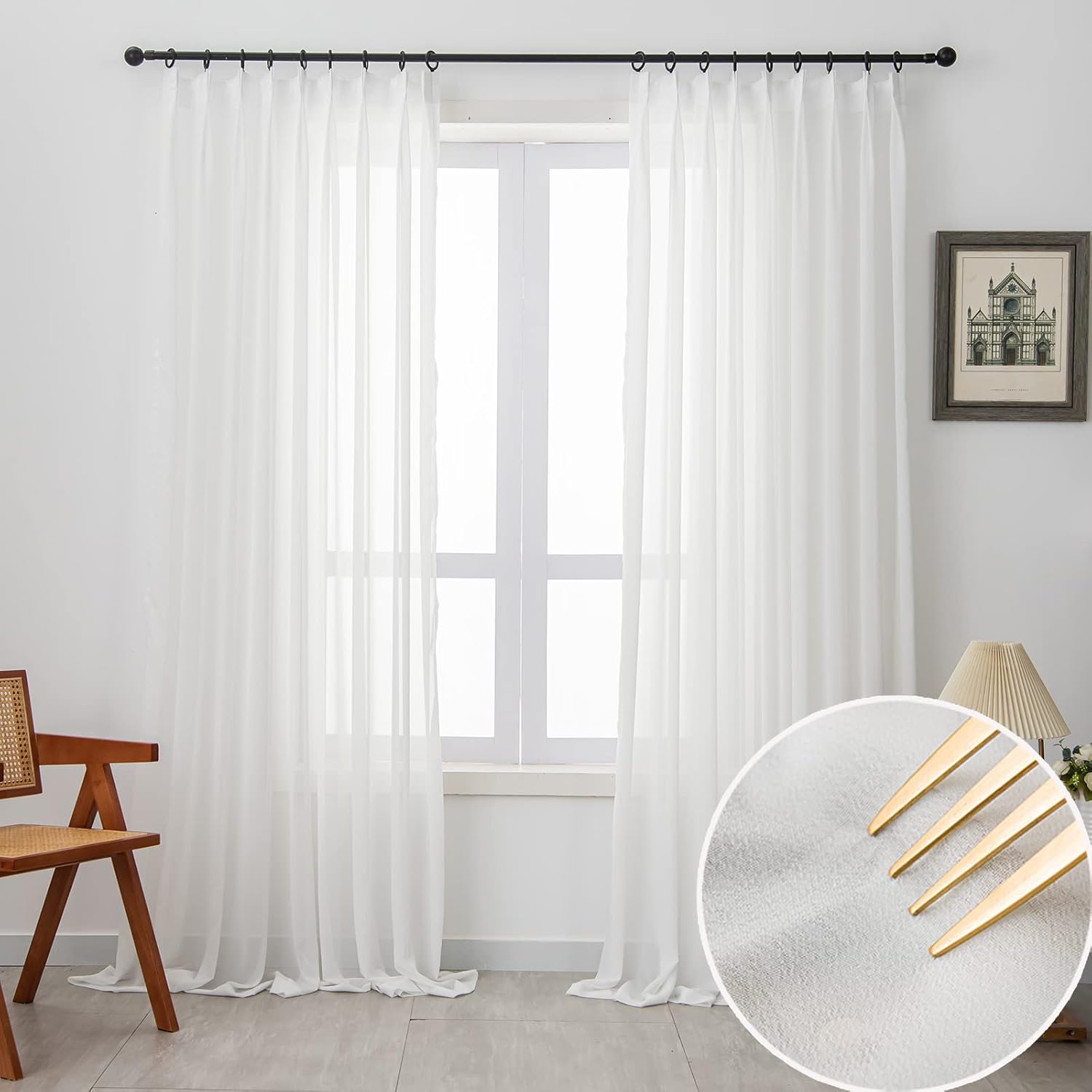 Pinch Pleated Drapes 108 Inches Long for Elegant Living Spaces
