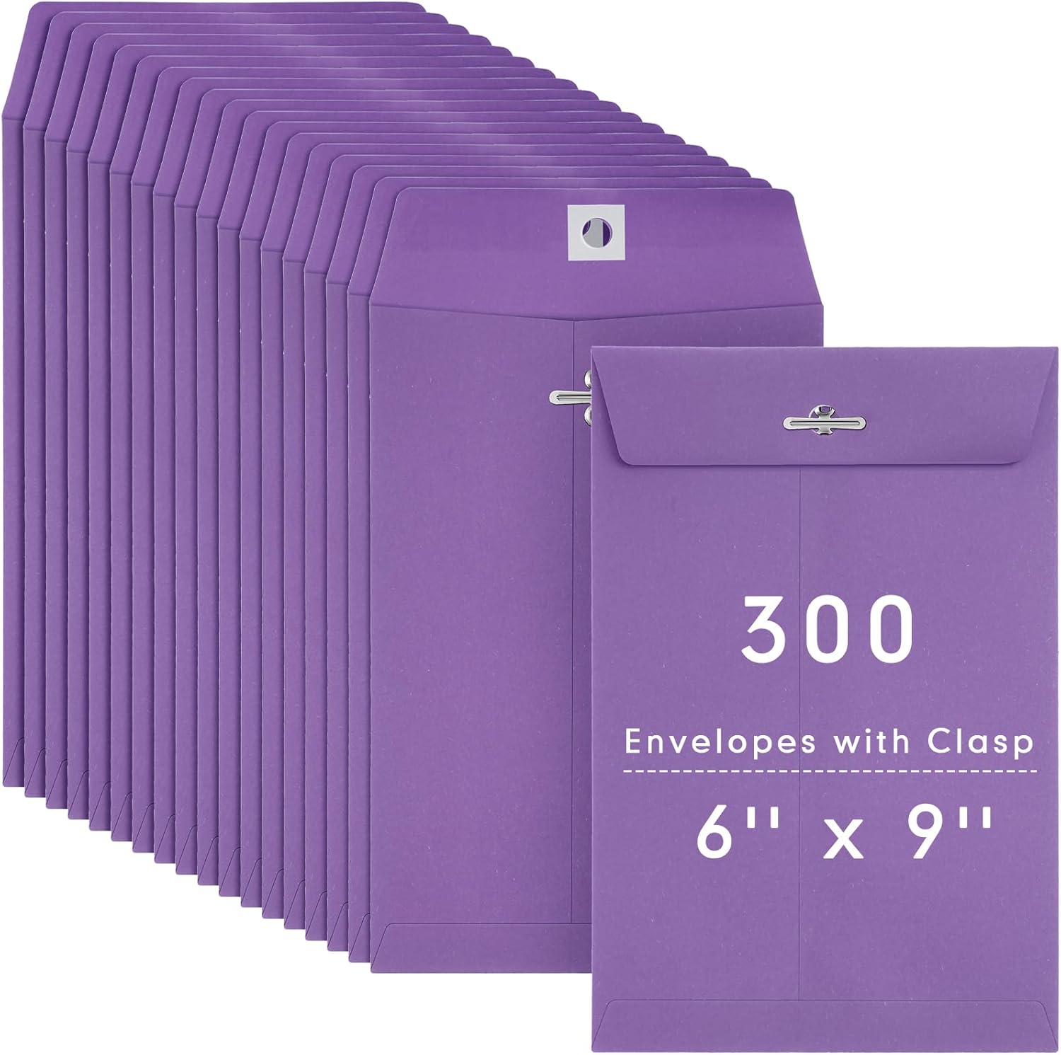 300 Pcs 6 x 9 Manilla Envelopes Clasp for Office and School Use
