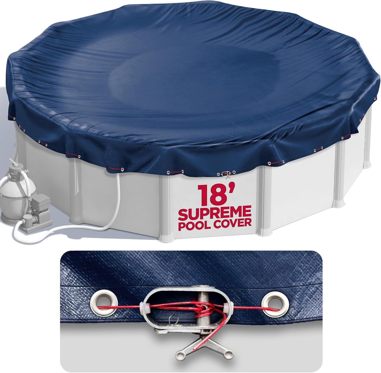 18 ft Round Pool Cover for Above Ground Pools - Durable & UV Resistant