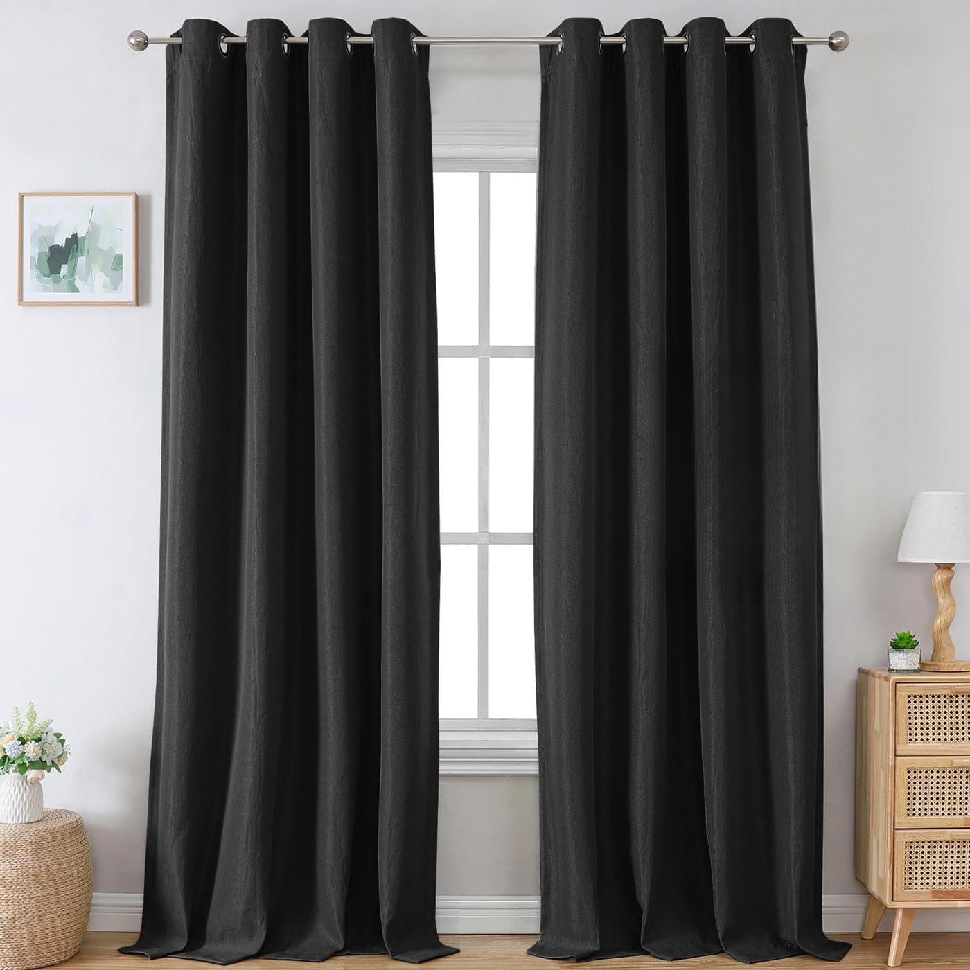 H.VERSAILTEX Linen Blackout Curtains for Bedroom and Living Room