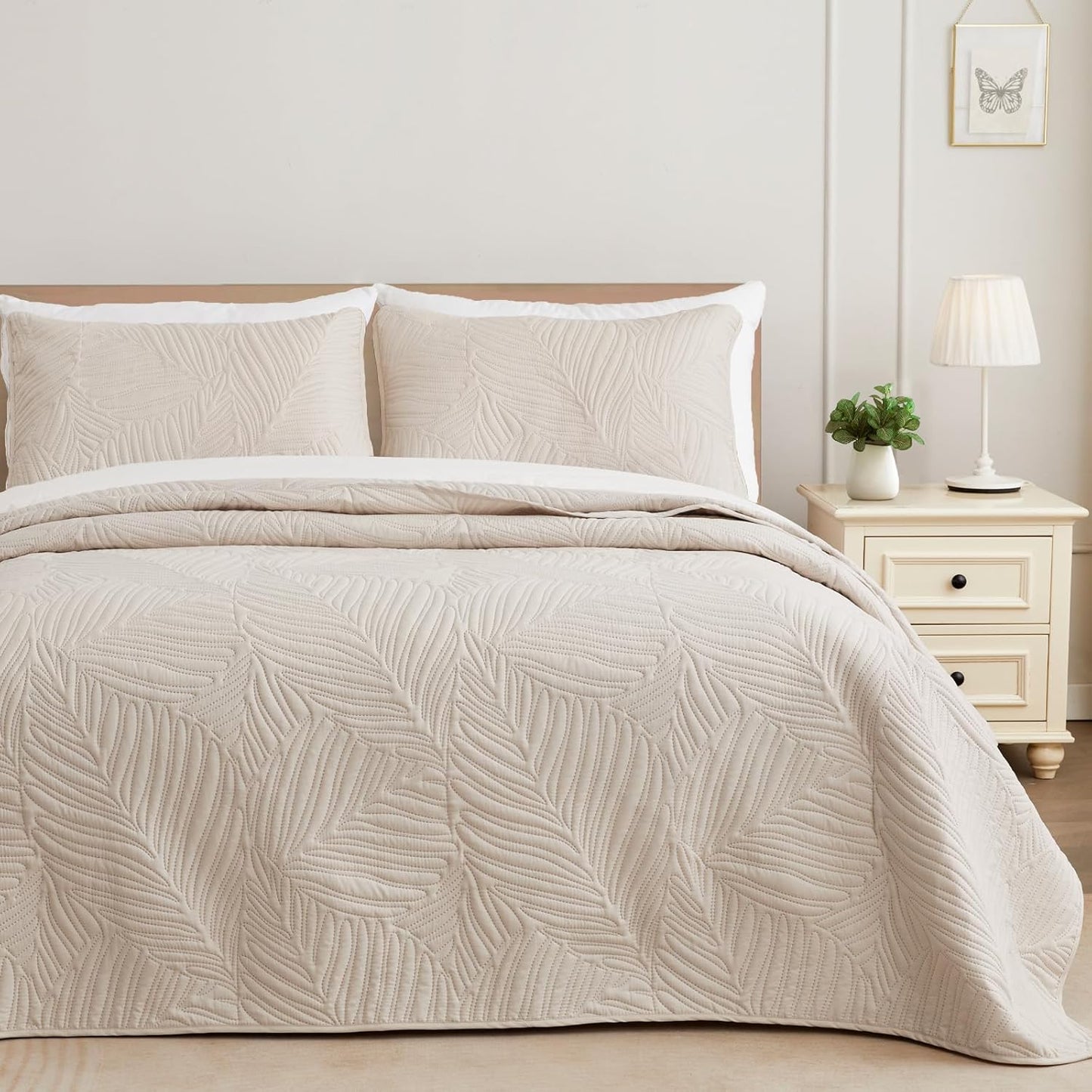 Exclusivo Mezcla Twin Quilt Set - Lightweight Brich Beige Bedding
