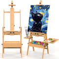 Solid Beech Wood H-Frame Easel, Large Painting Easel with Storage Box
