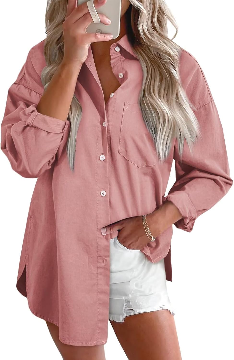 Astylish Women Denim Shirt Button Down Blouse for Casual Style