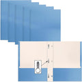 50-Pack Light Blue Paper Folders: Matte Texture, 3 Metal Prongs